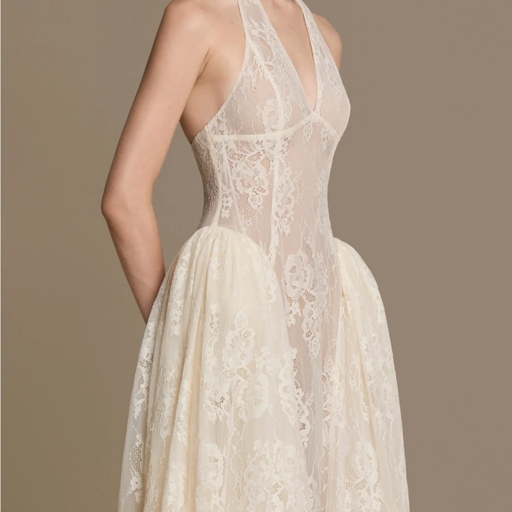 Huong Boutique NWT Ivory Lace Halter Dress - Picture 3 of 9